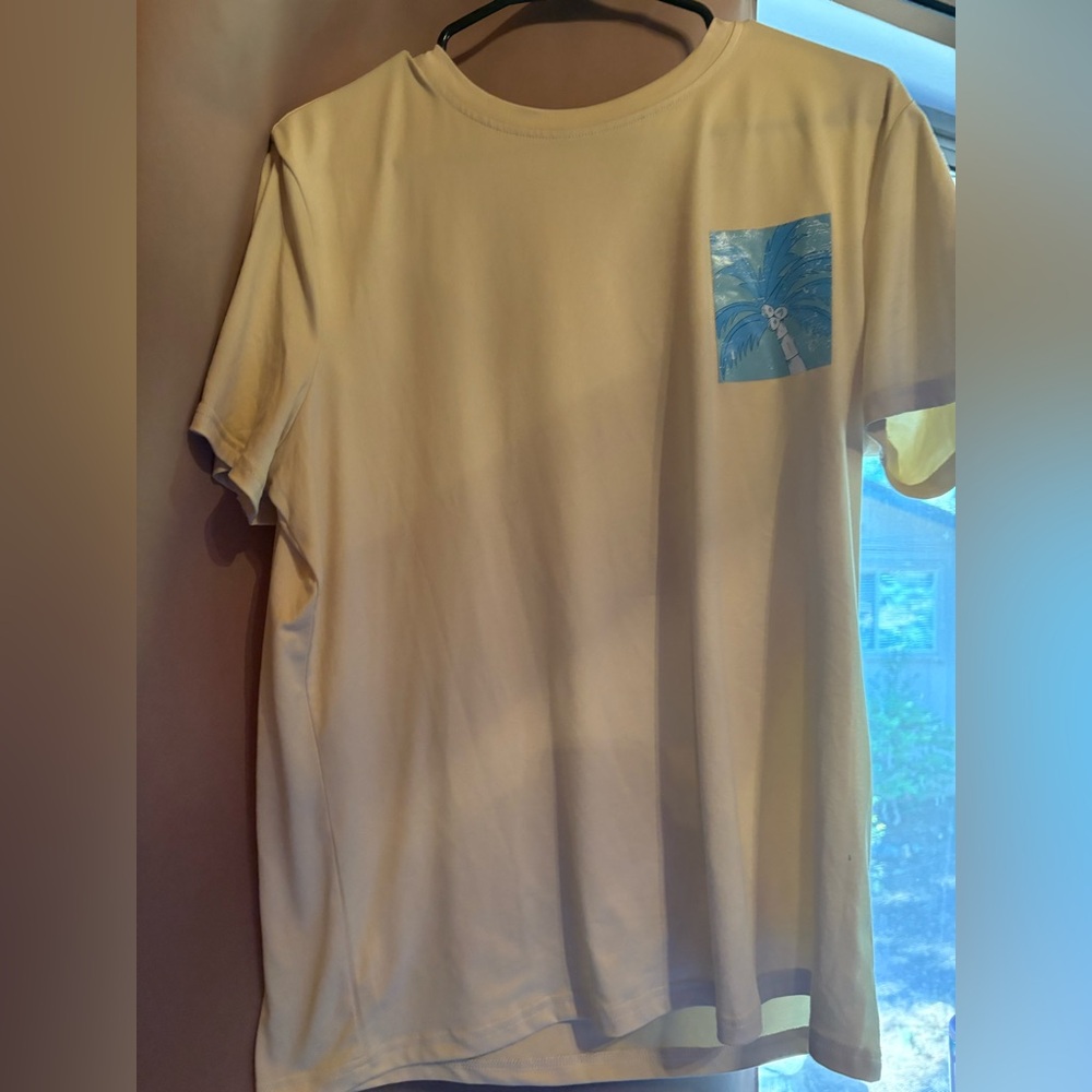 SHEIN Cream Short Sleeve Tee with Blue Palm Pocket